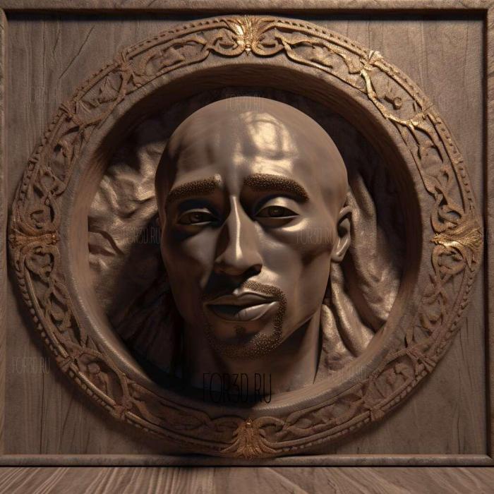 Tupac Shakur 4 stl model for CNC